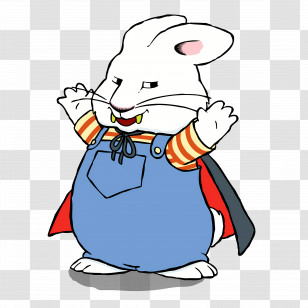 Max Ruby - Cartoon Rabbit In Overalls And Cape Transparent PNG
