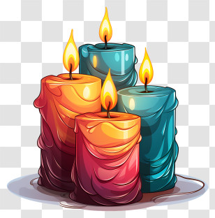 Candlelight - Colorful Decorative Candles With Flames Transparent PNG