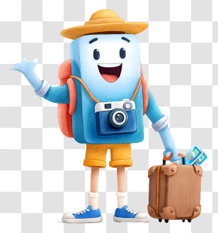 Travel Agencies - Friendly Blue Camera Mascot Traveler Transparent PNG