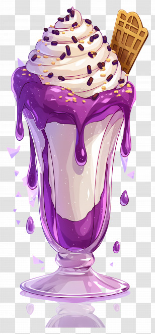 Ice Cream Sundae - Purple Milkshake With Whipped Cream Transparent PNG