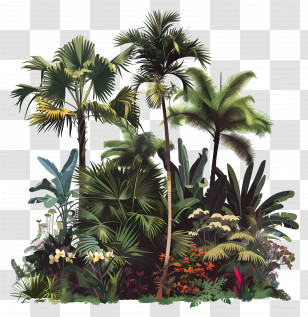 Tropical Forest - Beautiful Illustration Of Tropical Plants Transparent PNG