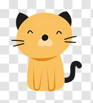 Black Cat - Cute Yellow Cartoon Cat Illustration Transparent PNG