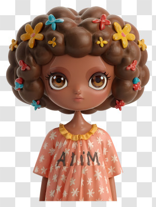 Orange Dress - Adorable Doll With Floral Hair Accessories And Gown Transparent PNG
