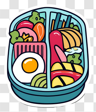 Cartoon - Colorful Bento Box Design With Food Transparent PNG