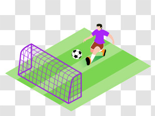 Soccer - Soccer Player Kicking Ball Into Goal Illustration Transparent PNG