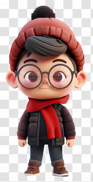 Boy Character - Cute Winter Cartoon Character Transparent PNG