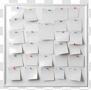 Paper Pinned - White Sticky Notes On Board Transparent PNG