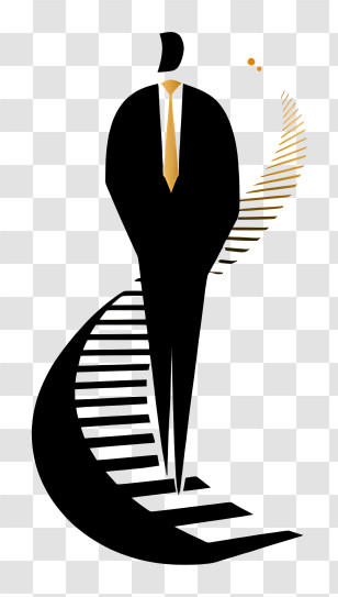 Leadership Symbol - Businessman Silhouette On Stairs Transparent PNG