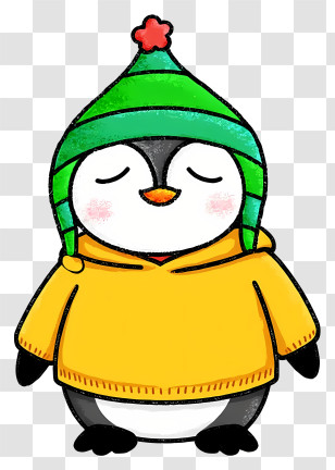 Cute Penguin - Cozy Penguin In Yellow Sweater Transparent PNG