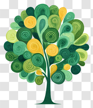 Green Tree - Artistic Swirl Leaf Tree Transparent PNG