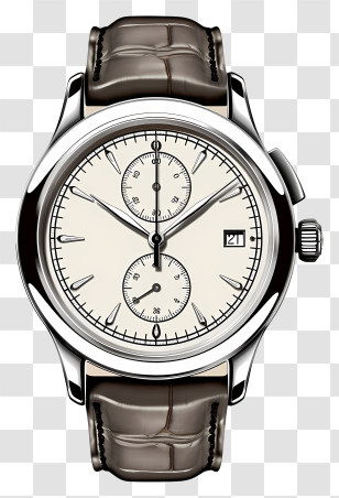 Silver Wrist Watch - Elegant Wristwatch With Leather Strap Transparent PNG