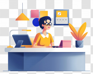 Receptionist - Office Worker At Desk Transparent PNG