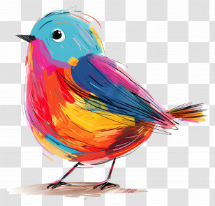 Cartoon Bird - Colorful Artistic Bird Illustration Transparent PNG