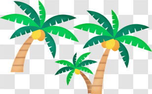 Cartoon - Tropical Green Palm Trees Illustration Transparent PNG