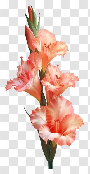 Gladiolus - Orange Gladiolus Flowers Illustration Transparent PNG