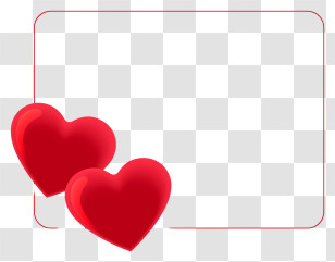Love - Red Hearts And Decorative Frame Transparent PNG