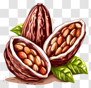 Cocoa Beans - Illustration Of Cocoa Pods And Beans Transparent PNG