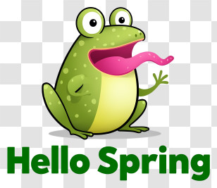 Frog Hello Spring - Green Frog Welcoming Spring Transparent PNG