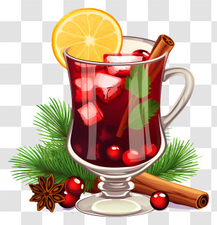 Mulled Wine - Glass Of Mulled Wine With Spices Transparent PNG