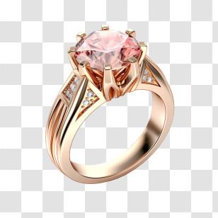 Diamond Ring - Stunning Pink Stone Ring With Gold Detail Transparent PNG