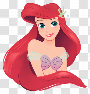Ariel - Mermaid With Red Hair Transparent PNG