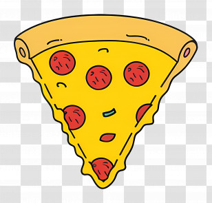 Pizza Slice - Cartoon Pizza Slice With Pepperoni Toppings Transparent PNG