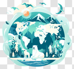 Ecology And Earth Day - Polar Bears On Earth Transparent PNG