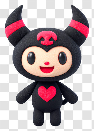 Kuromi With Heart - Cute Devil Cartoon Character Transparent PNG