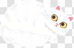 Cartoon Cat - White Fluffy Cat With Adorable Expression Transparent PNG