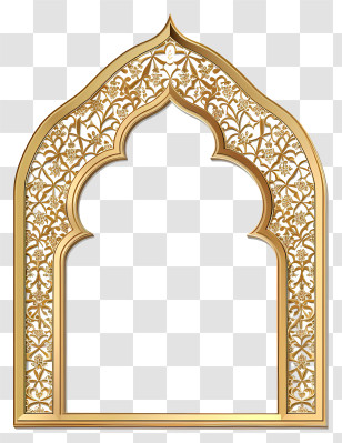 Islamic Frame - Golden Ornate Islamic Arch Design Transparent PNG