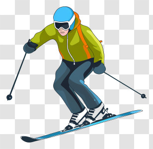 Cartoon Skiing - Energetic Skier Illustration In Motion Transparent PNG