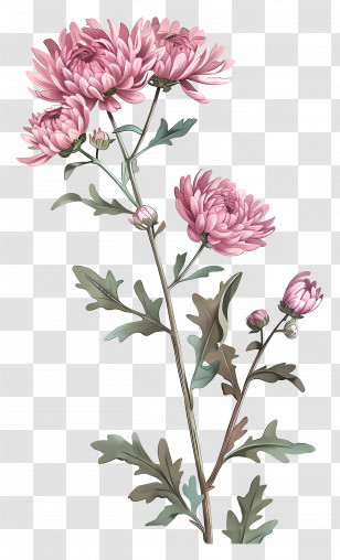 Pink Chrysanthemum - Pink Chrysanthemum Flowers Illustration Transparent PNG