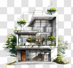 Modern House Illustration - Modern Contemporary House Illustration Transparent PNG