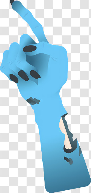 Halloween - Blue Zombie Hand Pointing Up Transparent PNG