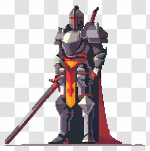 Pixel Knight - Pixel Art Knight In Full Battle Armor Transparent PNG