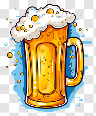 Beer - Golden Mug Of Beer With Frothy Top Transparent PNG
