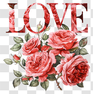 Valentine - Love And Roses Romantic Illustration Transparent PNG