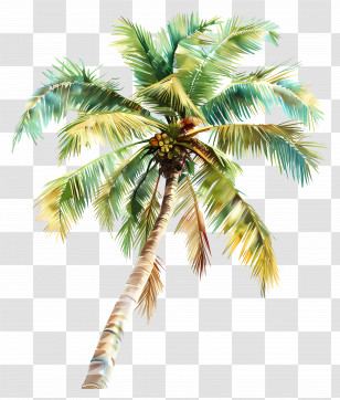 Coconut Tree - Tropical Palm Tree Illustration Transparent PNG