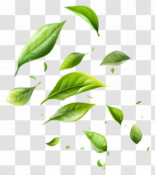 Flying Leaf - Green Foliage Leaves Falling Gracefully Transparent PNG