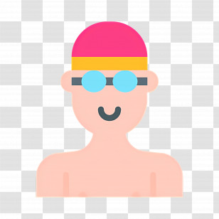 Swimmer - Happy Swimmer With Cap And Goggles Transparent PNG