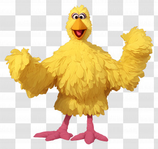 Big Bird - Cute Fluffy Yellow Cartoon Bird Transparent PNG