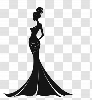 Elegant Woman Silhouette - Elegant Woman In A Long Silhouette Dress Transparent PNG