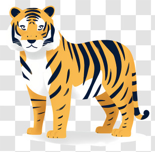 Tiger - Cartoon Illustration Of A Majestic Tiger Transparent PNG