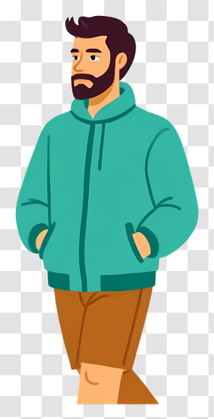 Man Doing Hiking - Man In Teal Jacket With Hands In Pockets Transparent PNG
