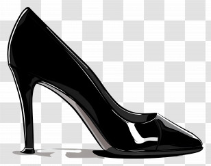 Black Heeled Shoe - Elegant Black High Heel Shoe Design Transparent PNG