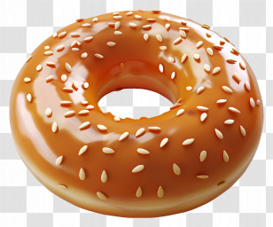 Bagel Bread - Caramel Glazed Donut With Sesame Seeds Transparent PNG