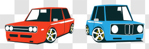 Cars - Red And Blue Cartoon Cars Transparent PNG