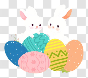 Easter Eggs - Decorated Easter Eggs With Bunnies Transparent PNG
