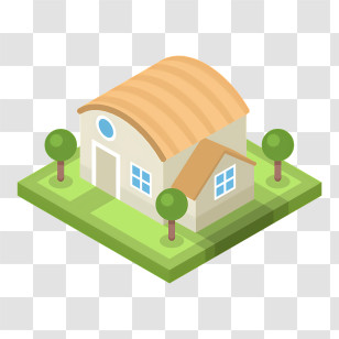 Icon - Isometric Small House With Green Yard Transparent PNG