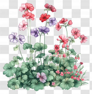 Geranium - Colorful Flowers In Bloom Transparent PNG